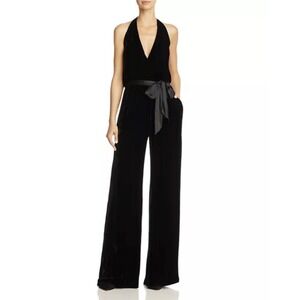 NWT Alice + Olivia Cyprus Halter Neck‎ Velvet Jumpsuit Size 10 Silk Blend